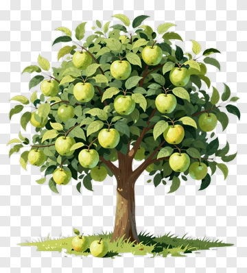 Apple Tree With Green Apples PNG