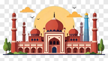 Colorful Mosque With Sunset Background PNG