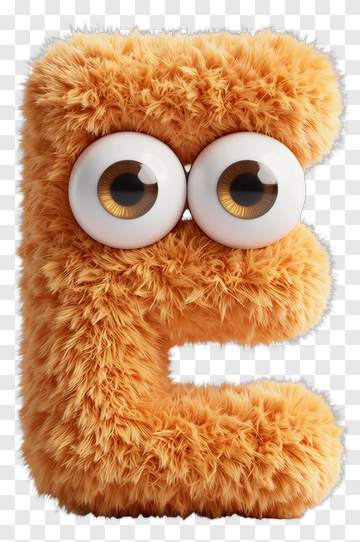 Fuzzy Letter E With Big Eyes PNG