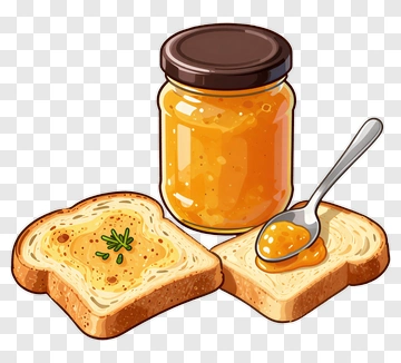 Jar Of Jam With Toast Slices PNG