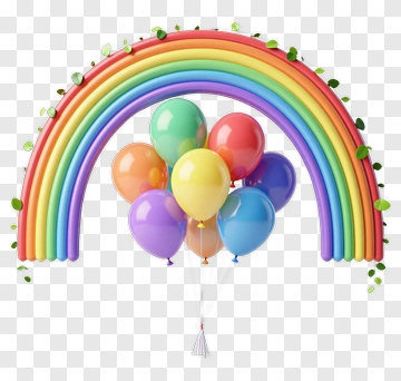 Colorful Rainbow With Balloons PNG