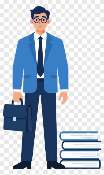 Businessman Standing With Briefcase And Books PNG
