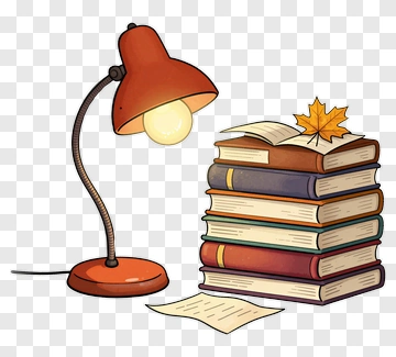 Cartoon Desk Lamp Next To A Stack Of Books PNG