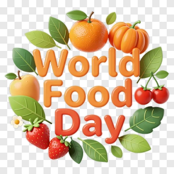 World Food Day Celebration With Fruits And Leaves PNG