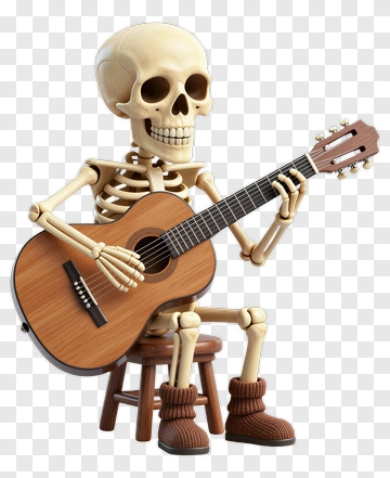 Cartoon Skeleton Playing Guitar PNG