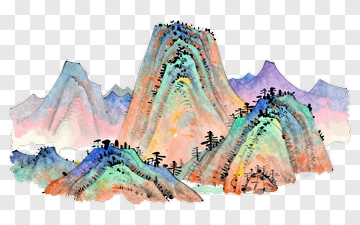 Watercolor Mountain Landscape PNG