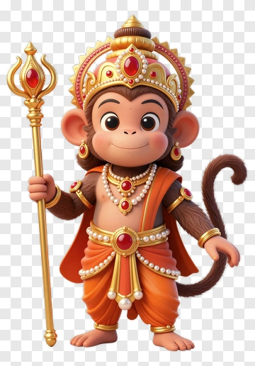 Cartoon Monkey Holding A Staff PNG
