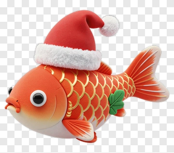 Christmas Goldfish Wearing A Santa Hat PNG