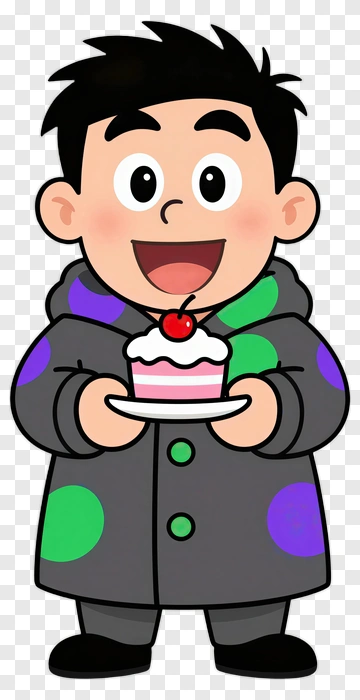 Cartoon Boy Holding A Cake PNG