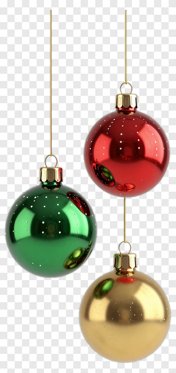 Colorful Christmas Ornaments Hanging Together PNG