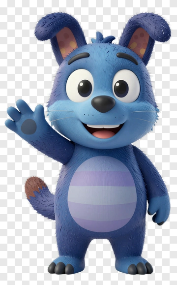 Cartoon Blue Dog Waving PNG