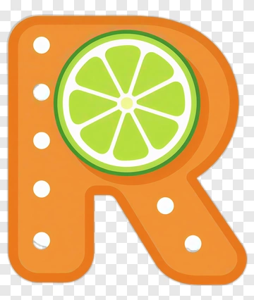 Orange Letter R With Lime Slice Design PNG