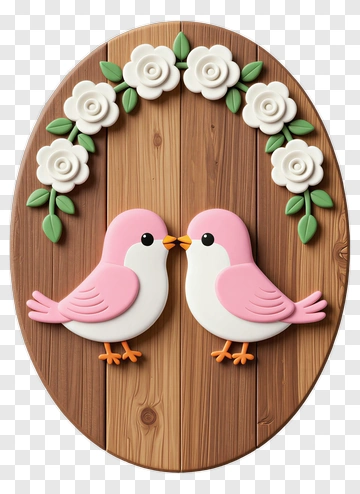 Cute Pink Birds With Floral Decoration PNG