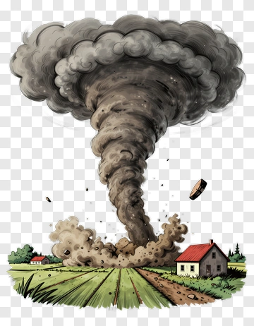 Tornado Over A Farm Field PNG