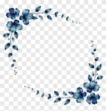 Blue Floral Frame PNG