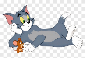 Cartoon Cat And Mouse Relaxing Together PNG