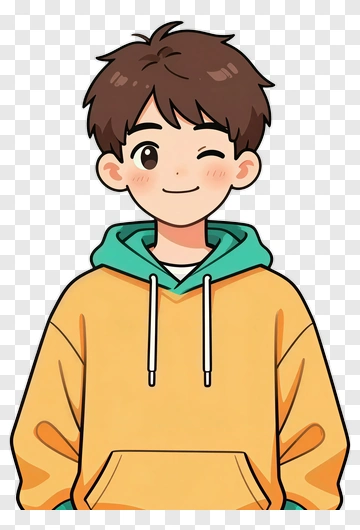Cartoon Boy Smiling In A Yellow Hoodie PNG