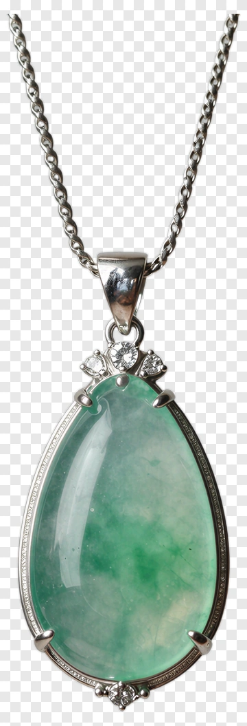 Green Jade Pendant With Silver Setting PNG