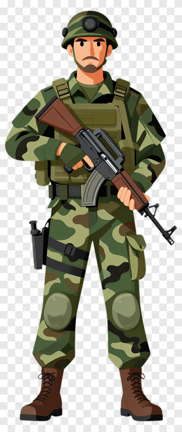 Soldier Holding A Rifle PNG