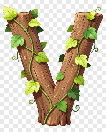 V Shaped Tree Trunk With Green Leaves PNG