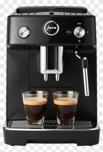 Jura Espresso Machine With Two Glasses Of Coffee PNG