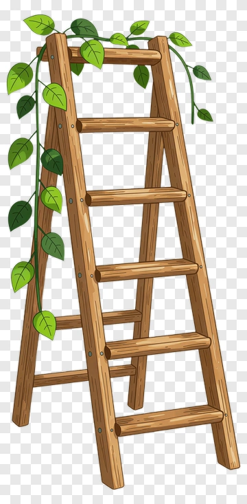 Wooden Ladder With Green Vines PNG