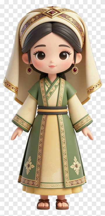 3D Cartoon Character In Traditional Dress PNG