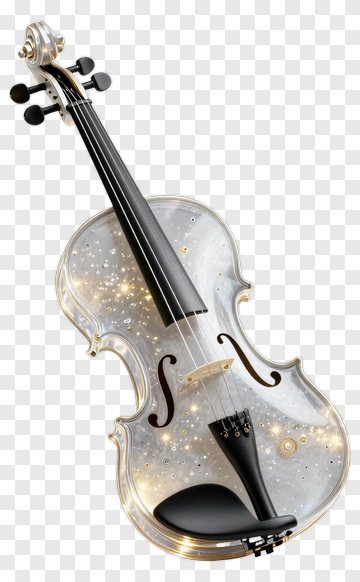 Transparent Violin With Sparkling Design PNG
