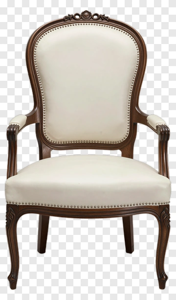 Elegant Wooden Chair With Cream Upholstery PNG