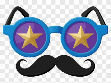 Cartoon Glasses With Stars And Mustache PNG