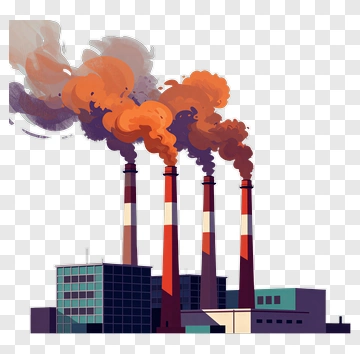 Industrial Power Plant With Smoke Stacks PNG