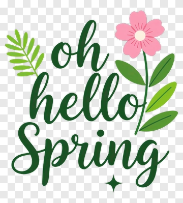 Hello Spring Floral Design PNG