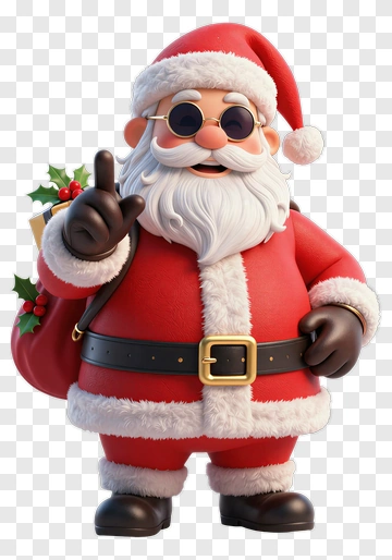 Cartoon Santa Claus Waving With A Gift Bag PNG