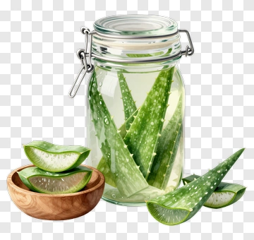 Aloe Vera In A Jar With Slices PNG