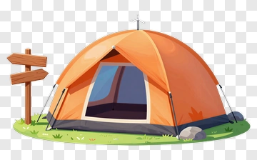 Cartoon Orange Camping Tent PNG