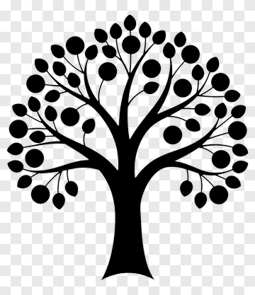 Black Silhouette Tree With Circular Leaves PNG