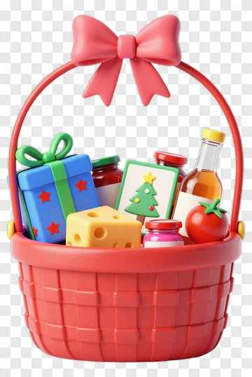 Colorful Candy Basket Filled With Gifts And Treats PNG