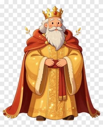 Cartoon King In Golden Robes PNG