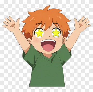Cartoon Boy With Starry Eyes PNG