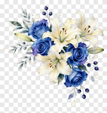 Blue And White Floral Bouquet PNG
