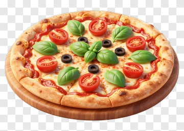 Delicious Pizza With Tomatoes And Basil PNG