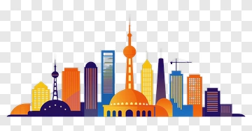 Colorful City Skyline Illustration PNG
