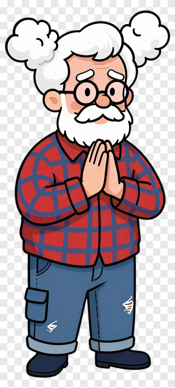 Cartoon Grandpa Praying PNG