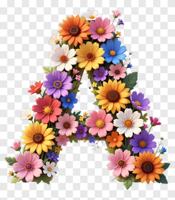 Colorful Floral Letter A PNG