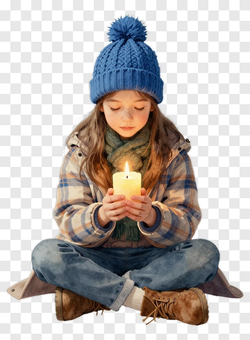 Girl Holding A Candle PNG