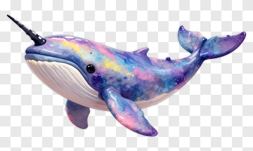 Colorful Narwhal With Galaxy Pattern PNG