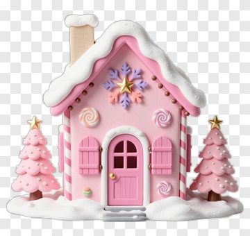 Gingerbread House With Christmas Trees PNG