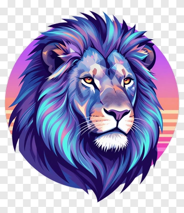 Colorful Lion Head Illustration PNG