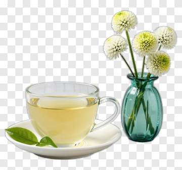 Tea Cup With Flowers In A Vase PNG