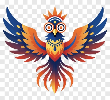 Colorful Phoenix With Spread Wings PNG